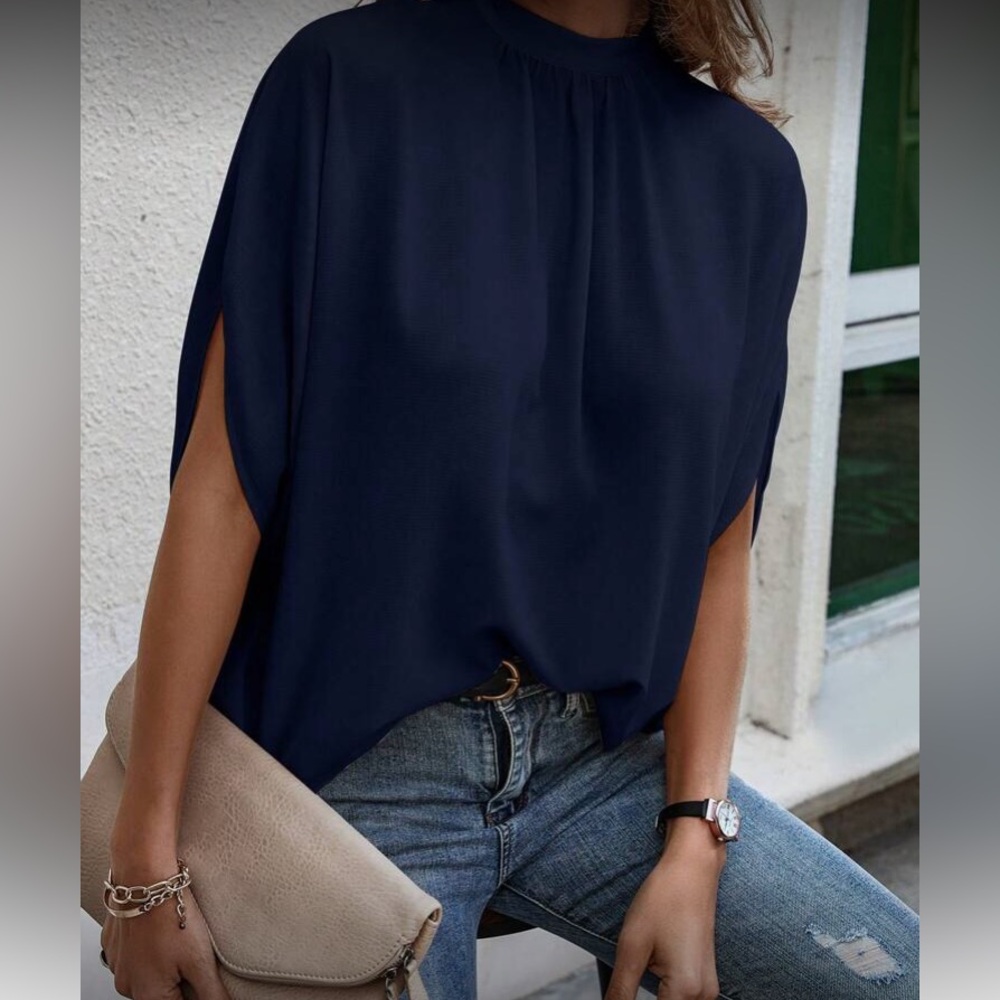 Boho plunging neckline babydoll top